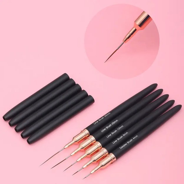 ZESTAW PĘDZLI PĘDZELKÓW DO ZDOBIENIA PAZNOKCI MANICURE WZORKÓW HYBRYDA ŻEL 10
