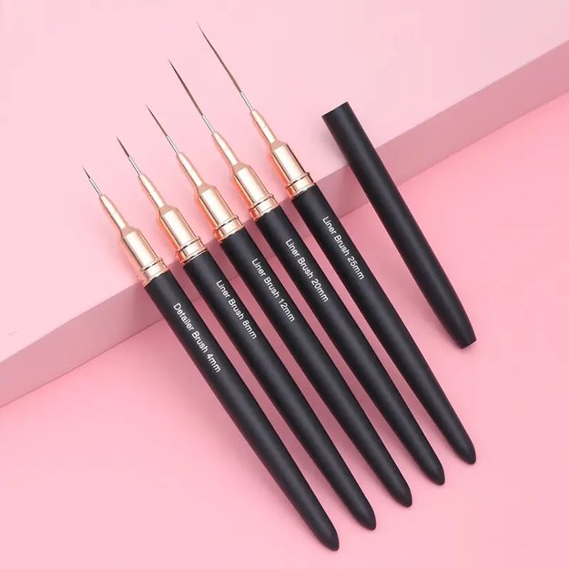ZESTAW PĘDZLI PĘDZELKÓW DO ZDOBIENIA PAZNOKCI MANICURE WZORKÓW HYBRYDA ŻEL 11