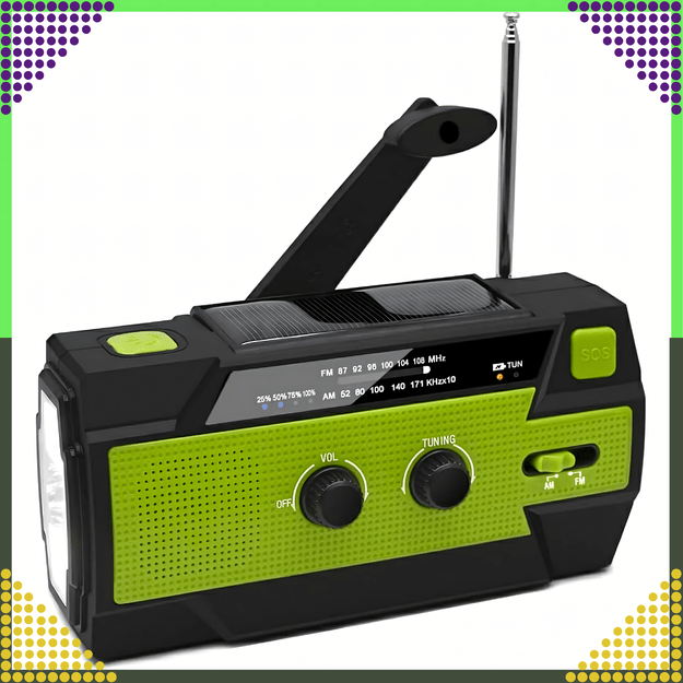 Radio Solarne Latarka Powerbank 4000 mAh Awaryjne Budowlane Am Fm Sos USB 5
