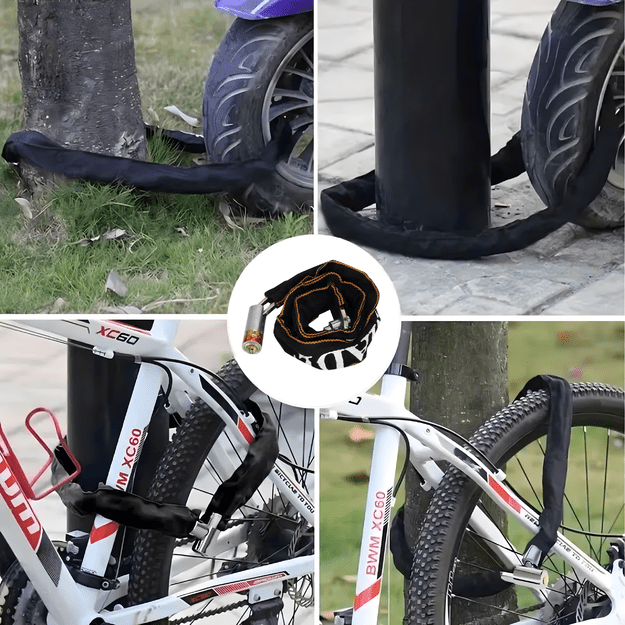 Zapięcie Blokada do Roweru Motocykla Zabezpieczenie 2 x Kluczyk Mocne 65 cm 9
