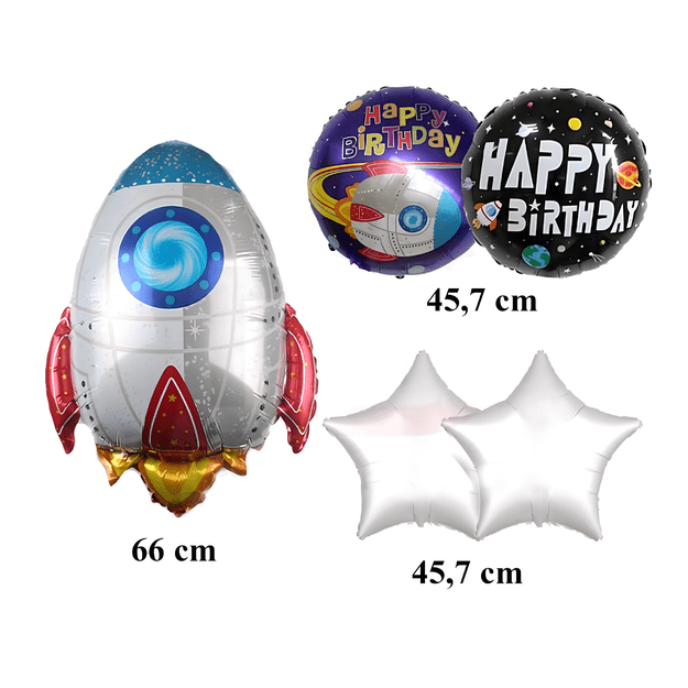 Zestaw Balonów Foliowych na Urodziny Kosmos Rakieta 5 szt  1