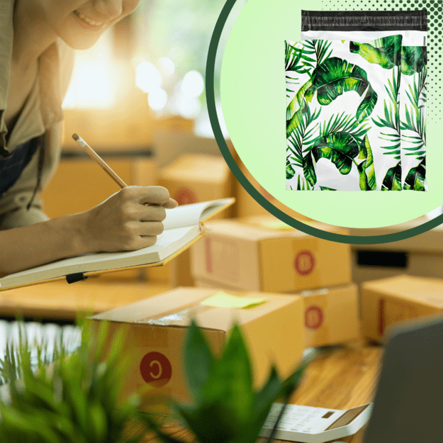 FOLIOPAKI KURIERSKIE MOCNE KOPERTY 255x370 ZIELONE LIŚCIE 50szt 15