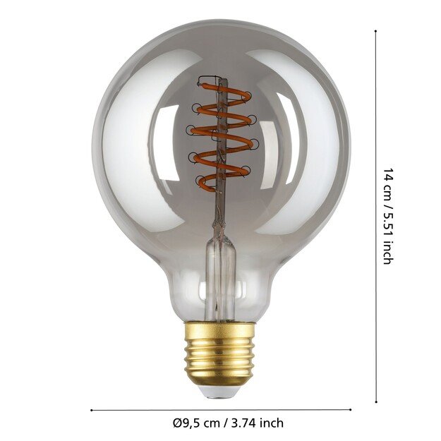 EGLO - E27 G95 spiral, smoke - Warm white - Zigbee, Bluetooth 4