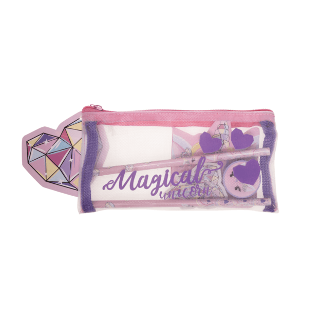 Unicorn Gems - Filled mesh pencil pouch w/station (092308156) 1