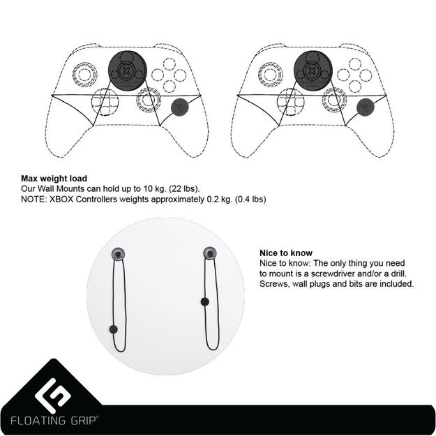 Floating Grip Xbox Controller Wall Mount 3