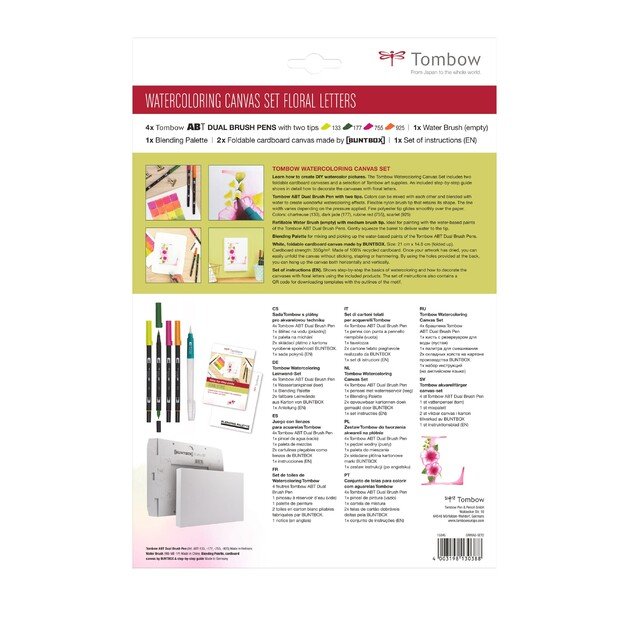 Tombow - Watercoloring Canvas set Floral Letters 3