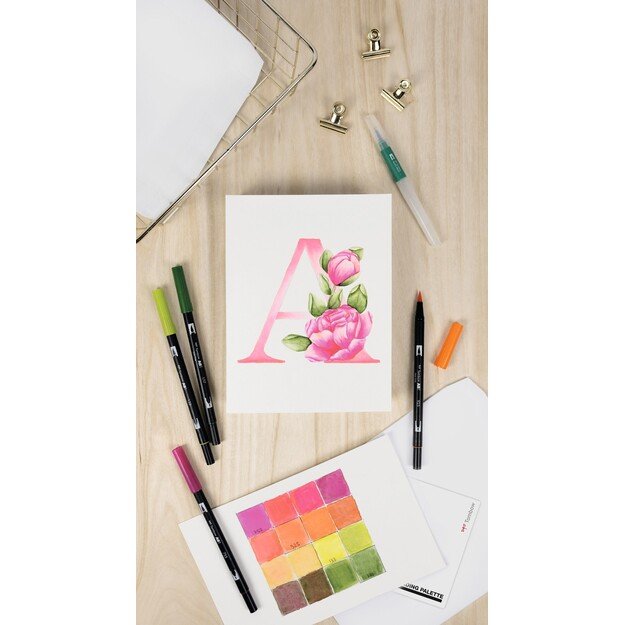 Tombow - Watercoloring Canvas set Floral Letters 4