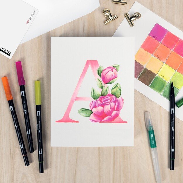 Tombow - Watercoloring Canvas set Floral Letters 5