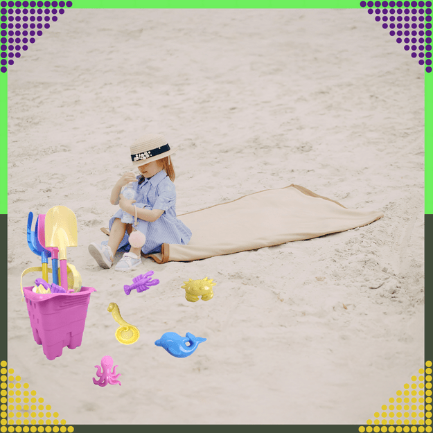 Wiaderko Foremki 9 szt Zabawek Plażowych Ogrodowych do Piaskownicy Dzieci 7