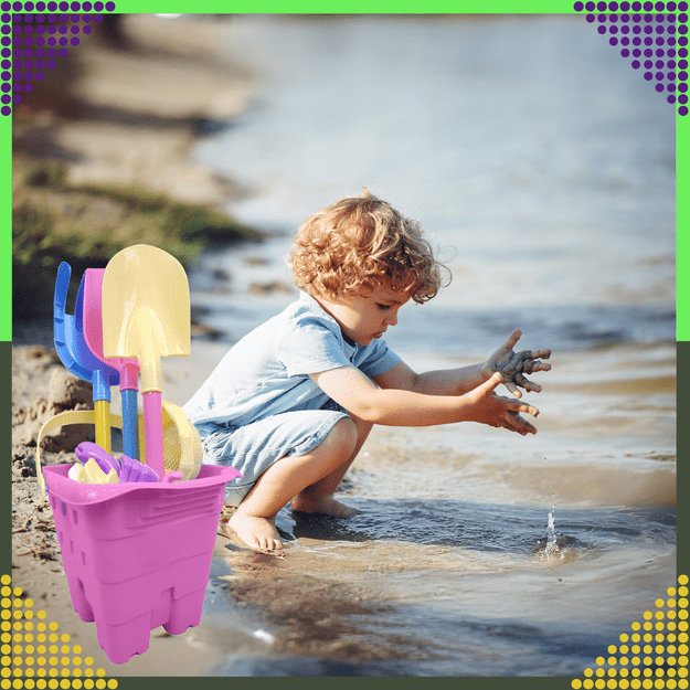 Wiaderko Foremki 9 szt Zabawek Plażowych Ogrodowych do Piaskownicy Dzieci 2
