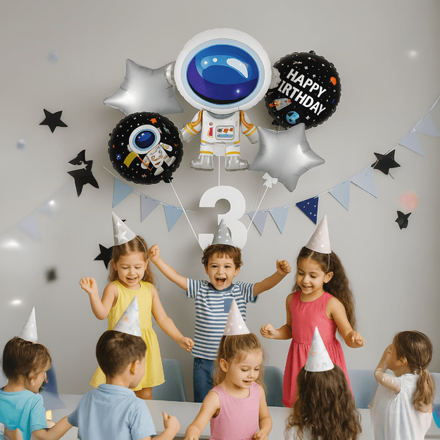 Zestaw Balonów Foliowych na Urodziny Kosmos Astronauta Gwiazdy 5 szt  8