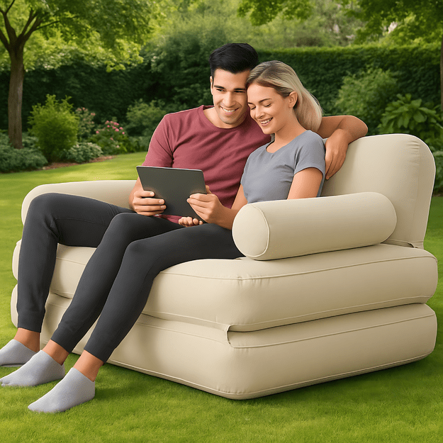 120x Materac Dmuchany Dwuosobowy Sofa Rozkładana Łóżko do Spania na Plażę Ryby 24