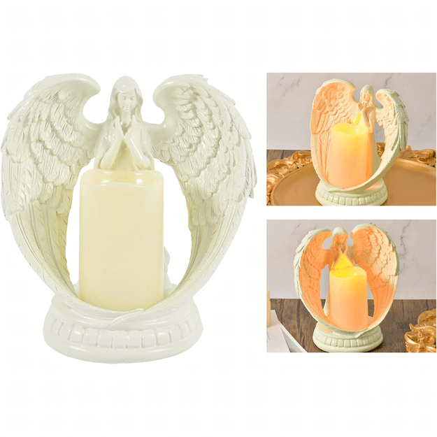 Figurka Dekoracyjna Świecznik Świeca Ozdoba Anioł Aniołek Led Święta Ogród 16cm 7