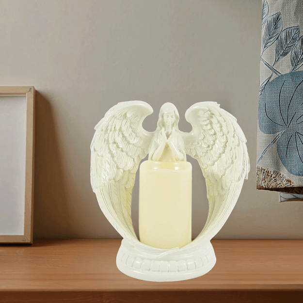 Figurka Dekoracyjna Świecznik Świeca Ozdoba Anioł Aniołek Led Święta Ogród 16cm 12