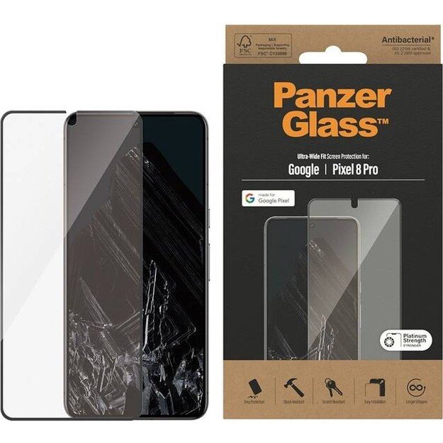 PanzerGlass - Screen Protector Google Pixel 8 Pro - Ultra-Wide Fit 1