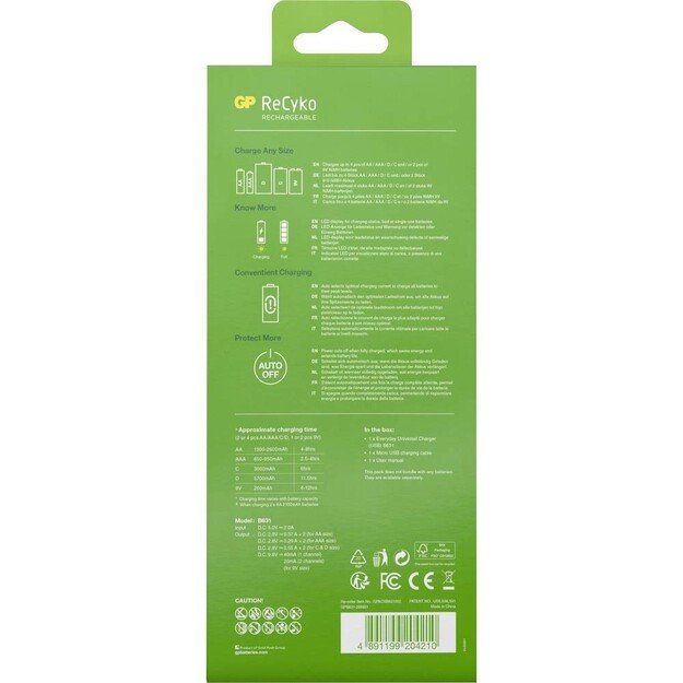 GP - ReCyko Universal Battery Charger, B631 - USB 5