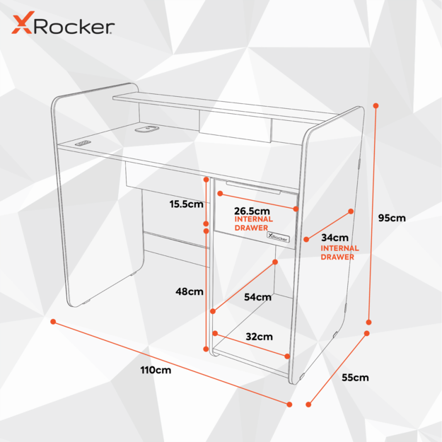 Xrocker Electra Desk - Black With Black Led 2