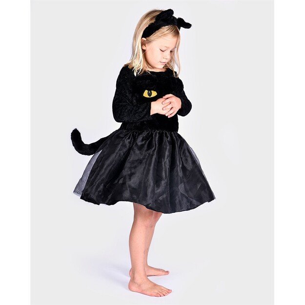Den Goda Fen - Black Cat dress w. Head Piece (98-104 cm) (F77010) 4
