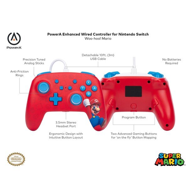 PowerA NSW ENH Wired Controller - WOO HOO MARIO /Nintendo Switch 10