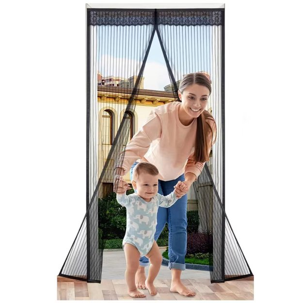 Moskitiera Siatka na Drzwi Duża Magnes Zasłona Kurtyna Szczelna 210x100 cm 22