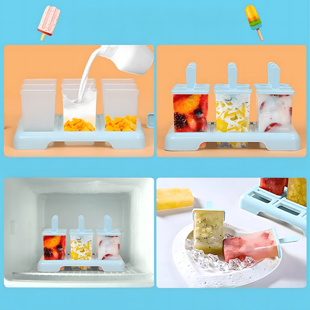 Foremki Forma do Lodów na Patyku Domowe Sorbet Lody Foremka 9 szt 21