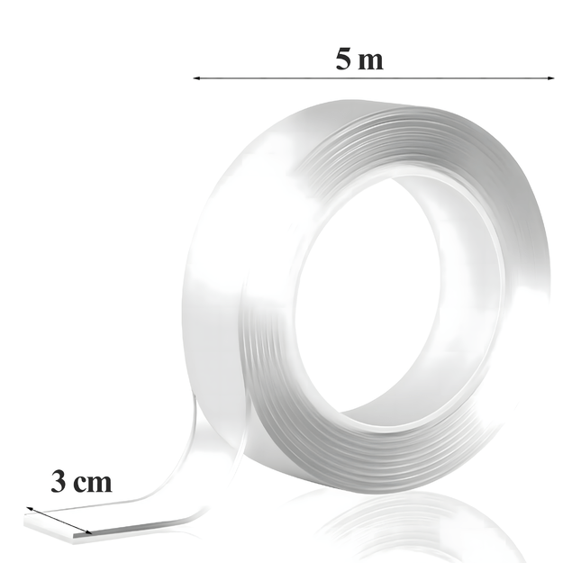 176 x Mocna Taśma Nano Dwustronna Wodoodporna Wielokrotnego Użytku 5 m 3 cm 25