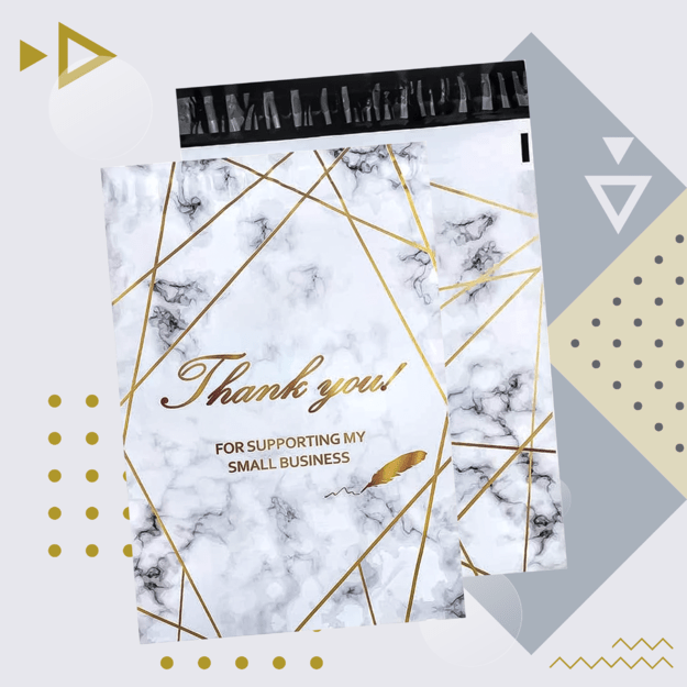 FOLIOPAKI KURIERSKIE MOCNE 255x370 ZŁOTY MARMUR THANK YOU 50szt 19