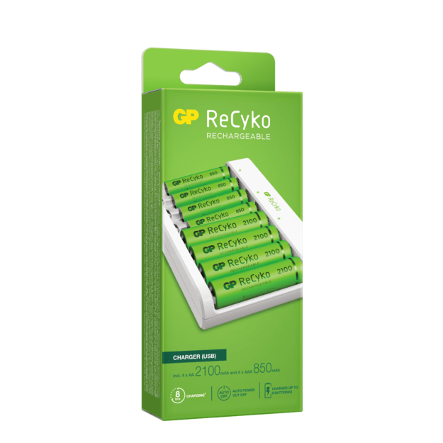 GP - ReCyko Battery Charger USB E811 incl. 4x AA 2100 mAh + 4 x AAA 850 mAh Batteries 5