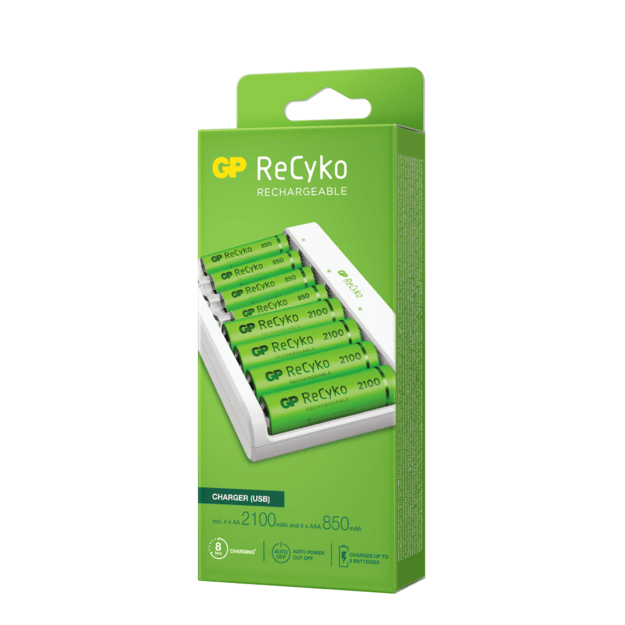 GP - ReCyko Battery Charger USB E811 incl. 4x AA 2100 mAh + 4 x AAA 850 mAh Batteries 4