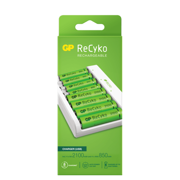 GP - ReCyko Battery Charger USB E811 incl. 4x AA 2100 mAh + 4 x AAA 850 mAh Batteries 2