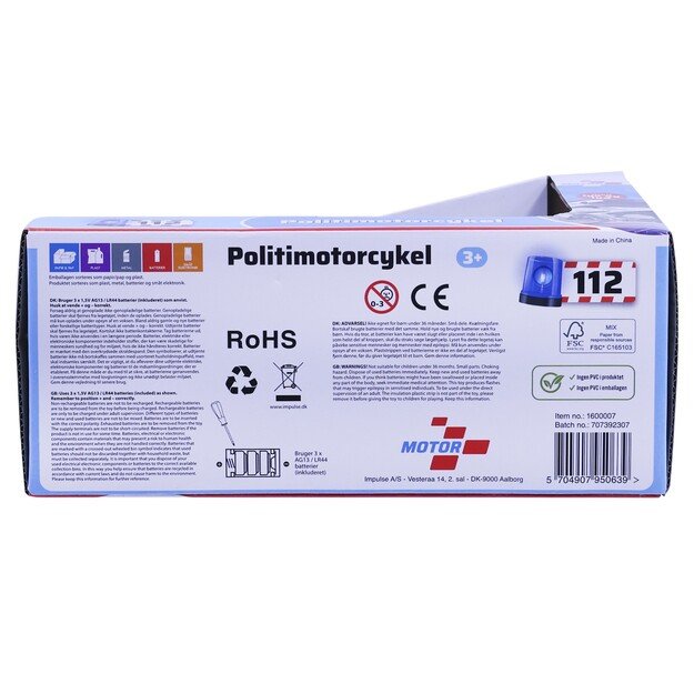 Motor 112 - Police motorcycle w. light & sound (18 cm) (I-1600007) 2