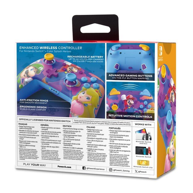 PowerA Enhanced Wireless Controller - Color Splash Heroes Nintendo Switch) 5