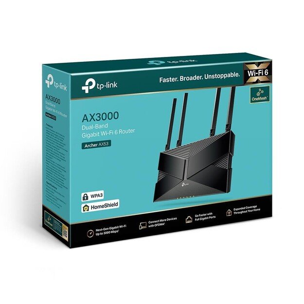 TP-Link - AX3000 Dual-Band Gigabit Wi-Fi 6 Router /Archer AX53 4