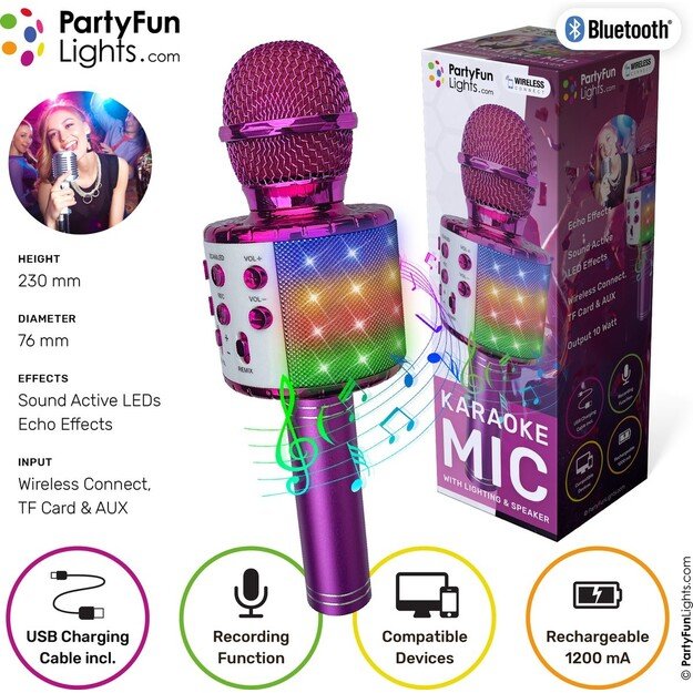 Party Fun Lights - Karaoke microphone with speaker - Pink (605601) 1