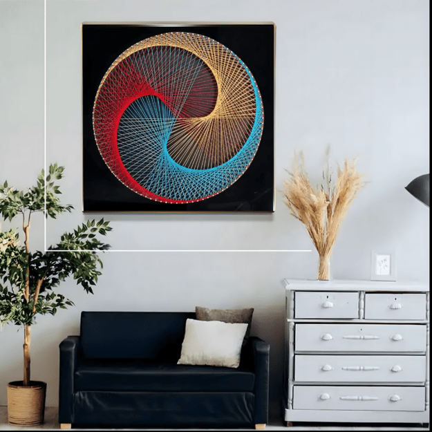 Virvelių meno kūrybinis rinkinys, paveikslų rėmelis iš pintų siūlų, 30x30 cm 11 Virvelių meno kūrybinis rinkinys, paveikslų rėmelis iš pintų siūlų, 30x30 cm 11