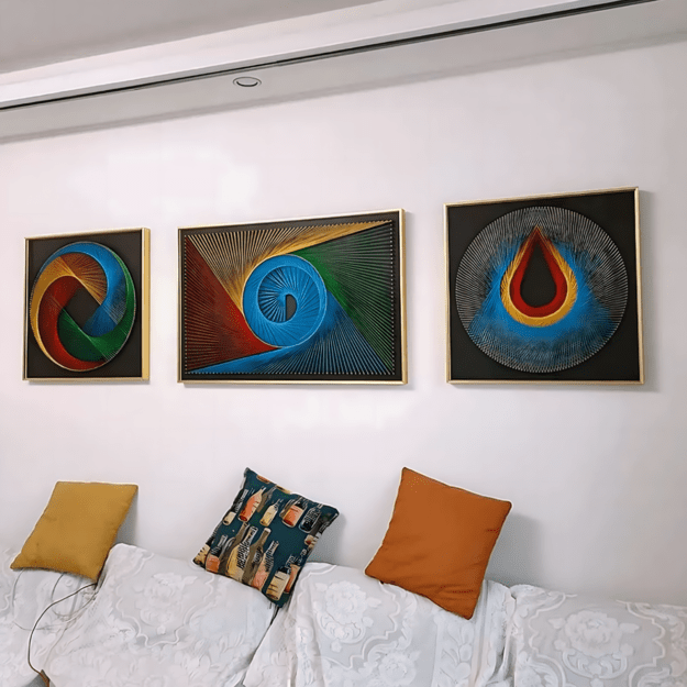 Virvelių meno kūrybinis rinkinys, paveikslų rėmelis iš pintų siūlų, 30x30 cm 10 Virvelių meno kūrybinis rinkinys, paveikslų rėmelis iš pintų siūlų, 30x30 cm 10