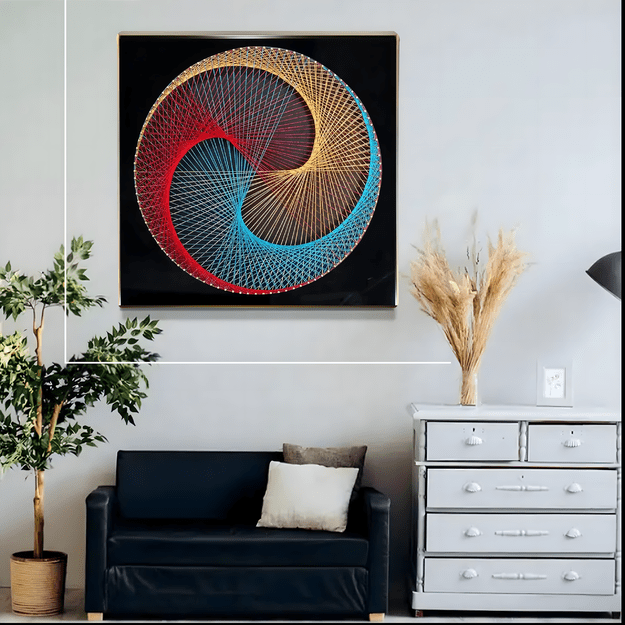 Zestaw Kreatywny Do String Art Przeplatanka Obraz z Nici Ramka 30x30 cm 14