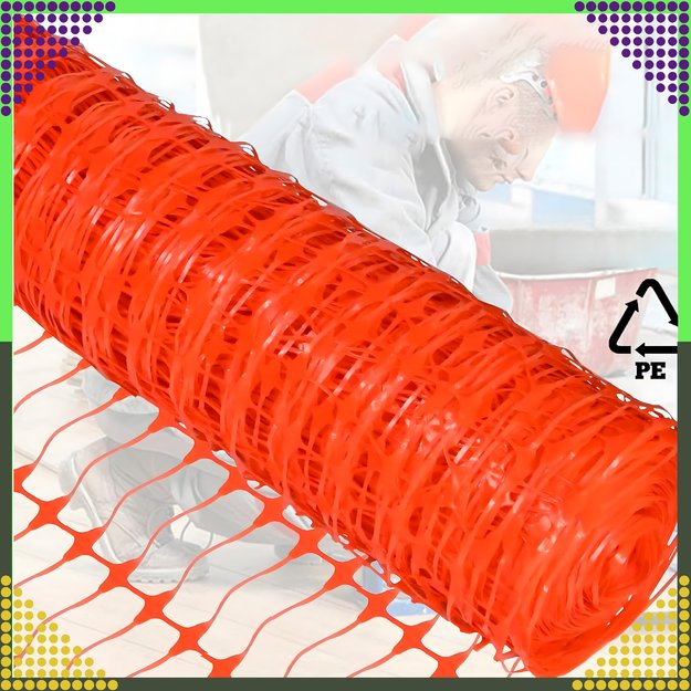 Siatka Budowlana Ostrzegawcza Drogowa Plastikowa Pomarańczowa 1x50m 100g 18