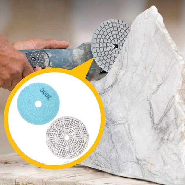 10x Tarcza Diamentowa Polerska 80mm do Szlifowania Gresu Płytek Na Rzep 2000 8