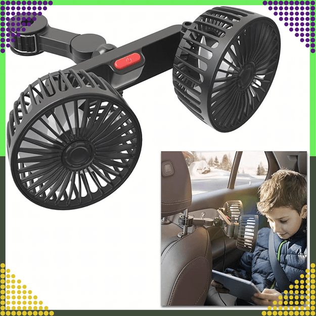 Wentylator Samochodowy Wiatrak Obrotowy Podwójny do Auta Mocny 360° USB 20