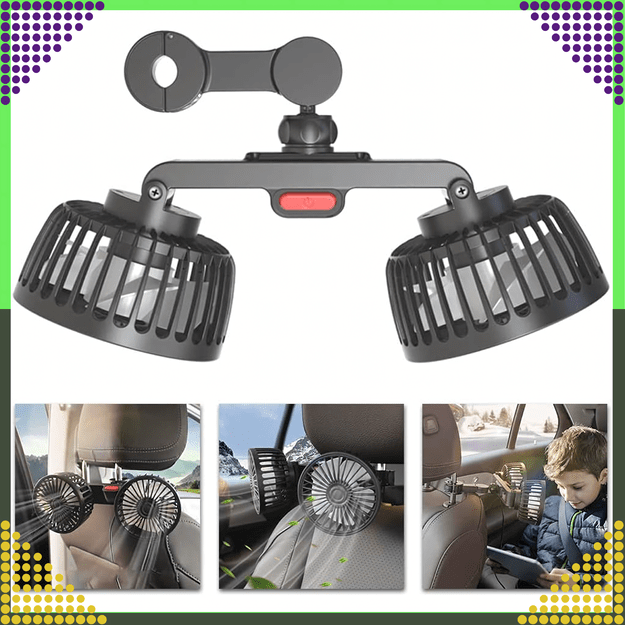 Wentylator Samochodowy Wiatrak Obrotowy Podwójny do Auta Mocny 360° USB 22