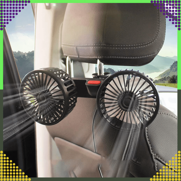 Wentylator Samochodowy Wiatrak Obrotowy Podwójny do Auta Mocny 360° USB 27
