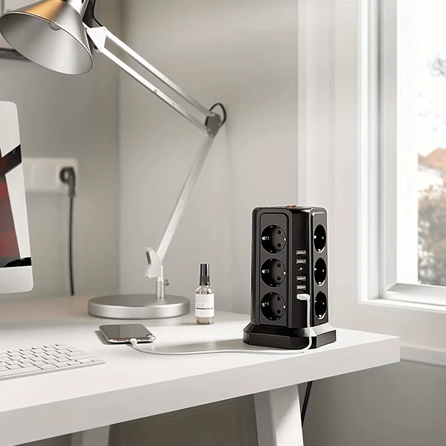 Listwa Zasilająca Stojąca Ochronna Odgromowa 12 Gniazd + 5 Portów Usb Reset 15