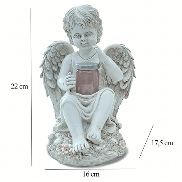Figurka Świecznik Dekoracja Posążek Aniołek Solarny Led do Ogrodu na Grób 22cm 20