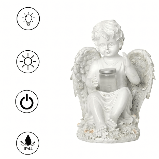 Figurka Świecznik Dekoracja Posążek Aniołek Solarny Led do Ogrodu na Grób 22cm 19