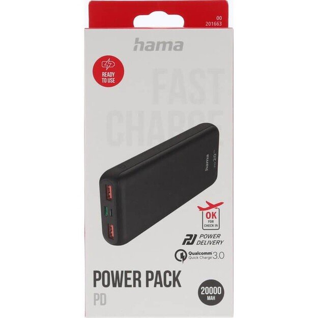 Hama - Powerbank PD 2 USB-A outputs, One USB-C output for fast charging 1