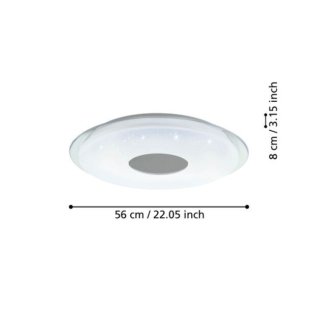 EGLO - Totari-Z ceiling lamp chrome and white with crystal effect Ø56 - TW - Zigbee, Bluetooth 3