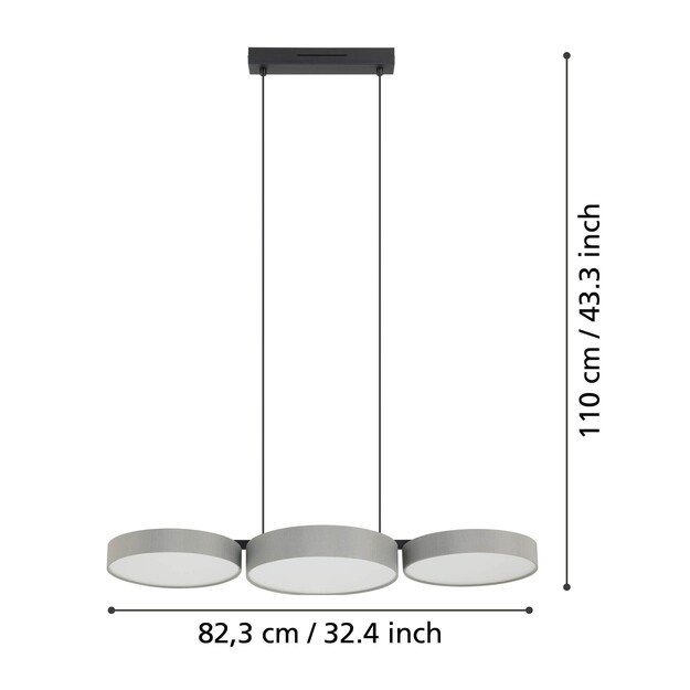 EGLO - Barbano-Z long table pendant gray L84.5 - RGB + TW - Zigbee, Bluetooth 3