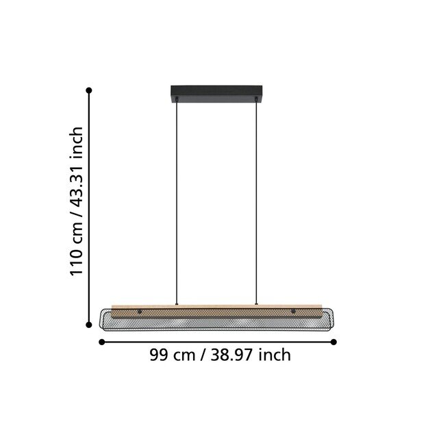 EGLO - Kokomo-Z Long Table Pendant Black L99 - RGB + TW - Zigbee, Bluetooth 4