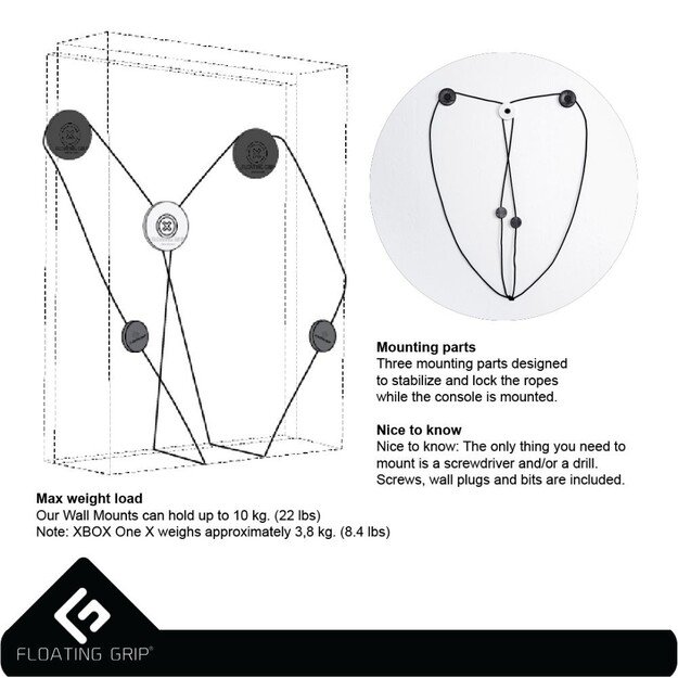 Floating Grip Xbox One X Wall Mount (Black) 1